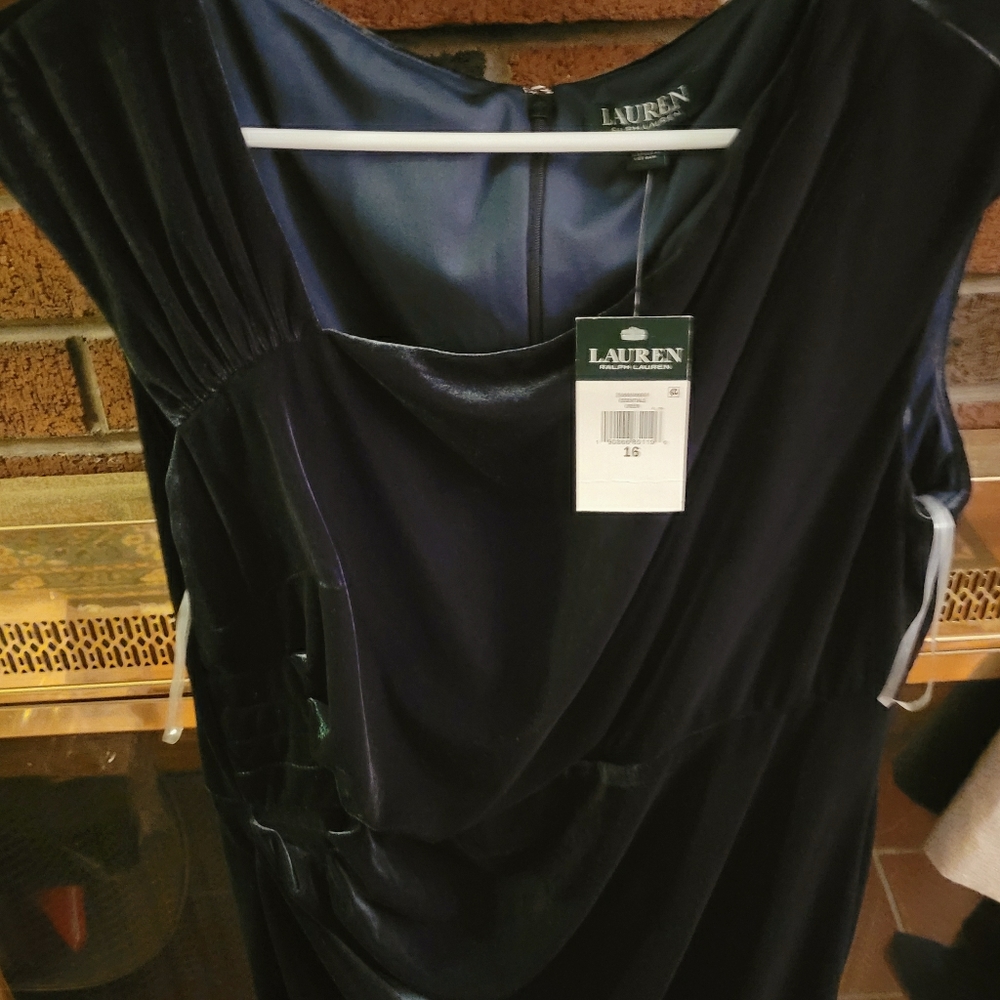 Ralph Lauren Hunter Green Velvet Dress, size 16